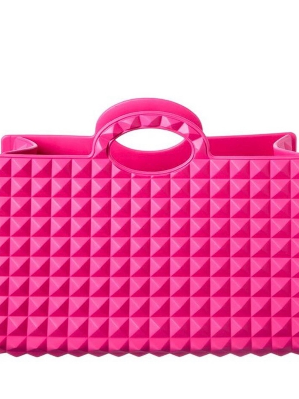 New! Valentino Garavani 'Le Troisieme' Rubber Tote Bag  Hot Pink w/ Dustbag